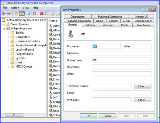Ancienne interface d'administration Active Directory